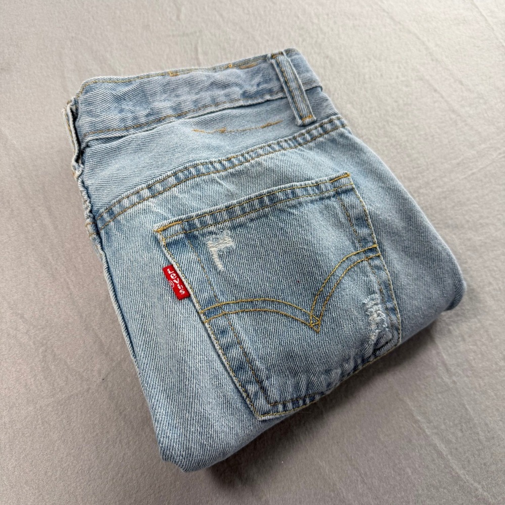 Levi's 511 Slim Shorts Kids 14 Blue Distressed Raw Hem Denim Cut Offs Summer